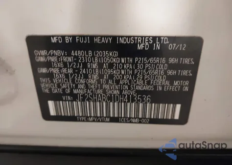 2013 Subaru Forester 2.5X z USA, uszkodzony, nr VIN JF2SHABC1DH413536